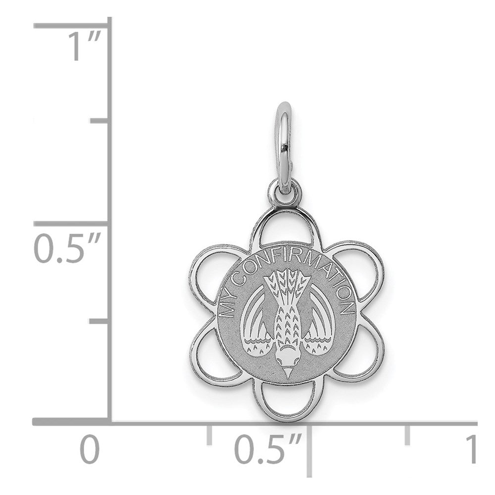 Sterling Silver Rhodium-plated My Confirmation Disc Charm