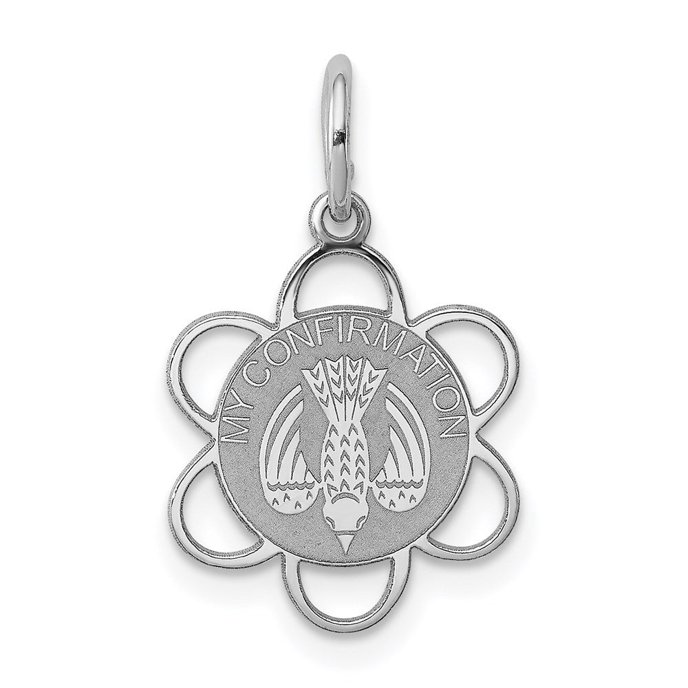 Sterling Silver Rhodium-plated My Confirmation Disc Charm