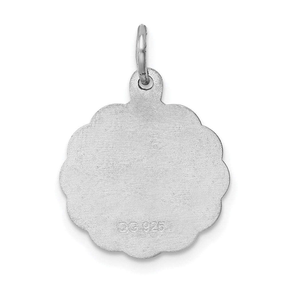 Sterling Silver Rhodium-plated Baptism Disc Charm