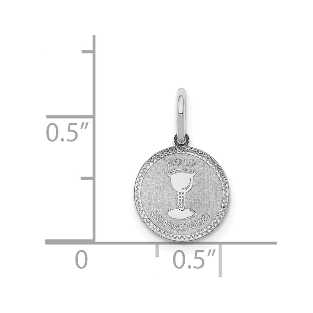 Sterling Silver Rhodium-plated Holy Communion Disc Charm