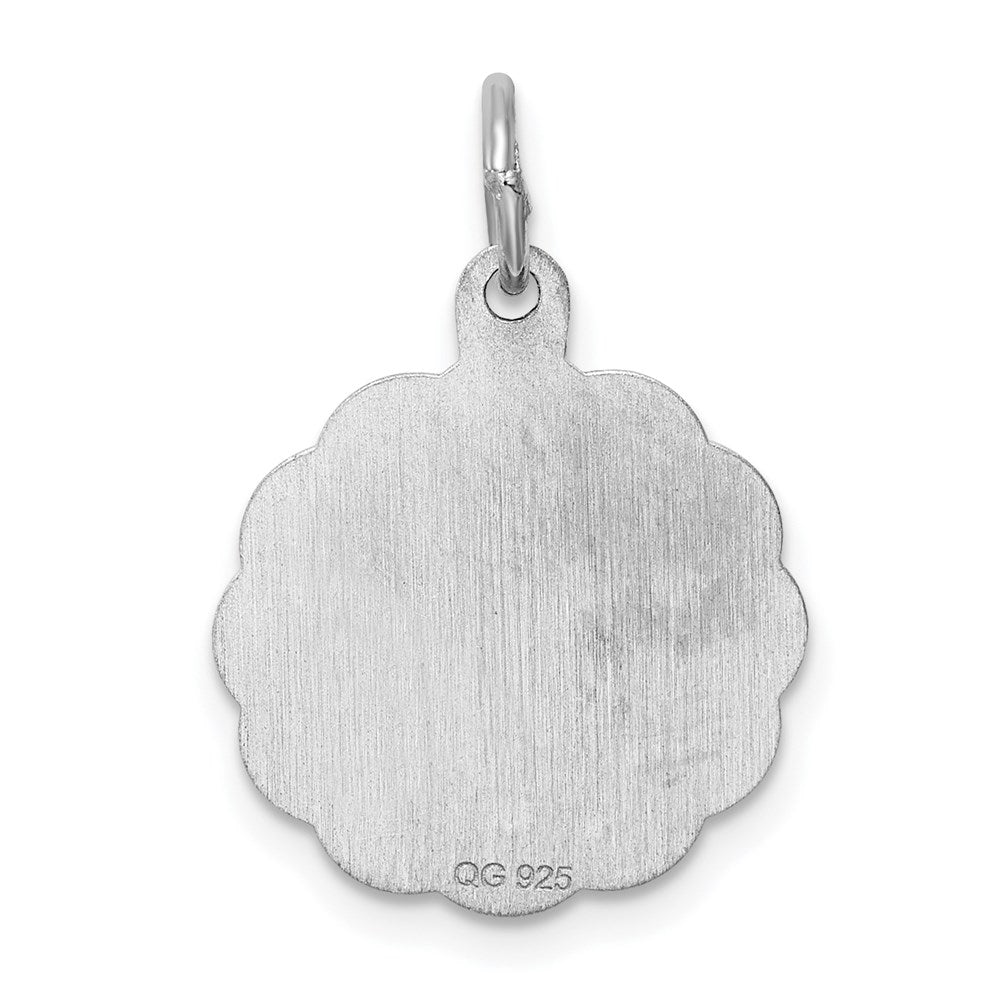 Sterling Silver Rhodium-plated Jesus Loves Me Disc Charm