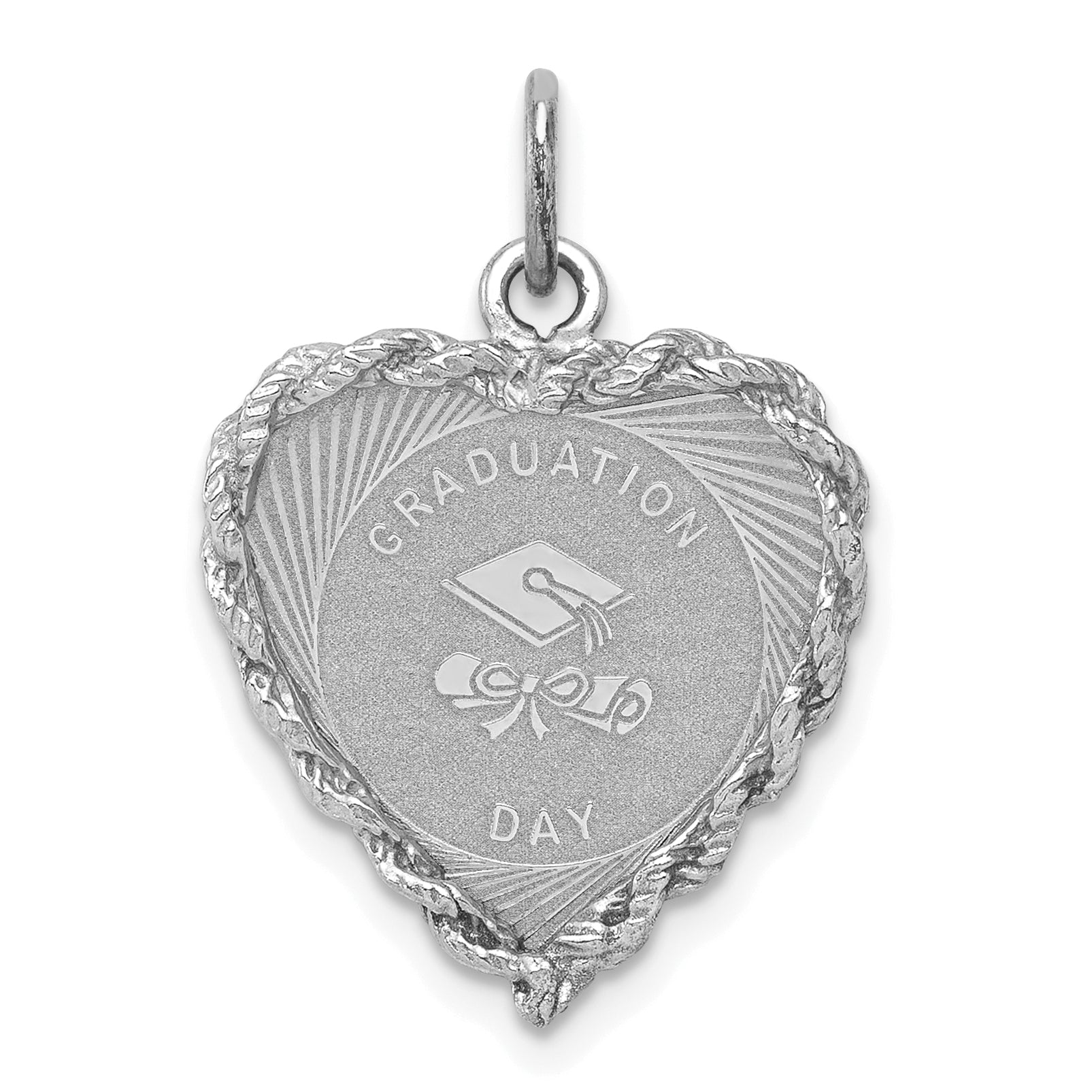 Sterling Silver Graduation Cap & Diploma Disc Charm QC2424