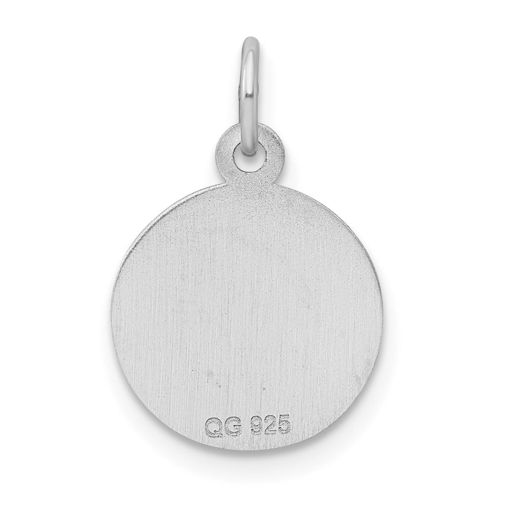 Sterling Silver Rhodium-plated Sweet Sixteen Disc Charm