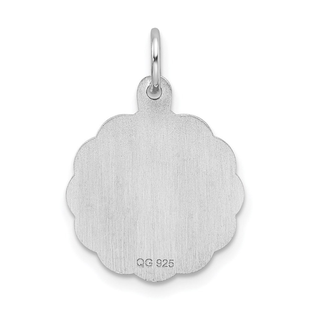 Sterling Silver Rhodium-plated Sweet Sixteen Disc Charm