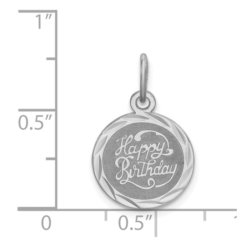 Sterling Silver Rhodium-plated Happy Birthday Disc Charm