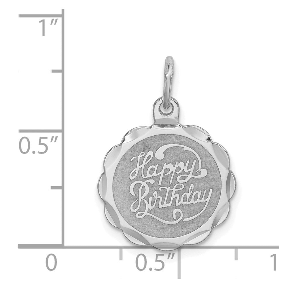 Sterling Silver Rhodium-plated Happy Birthday Disc Charm