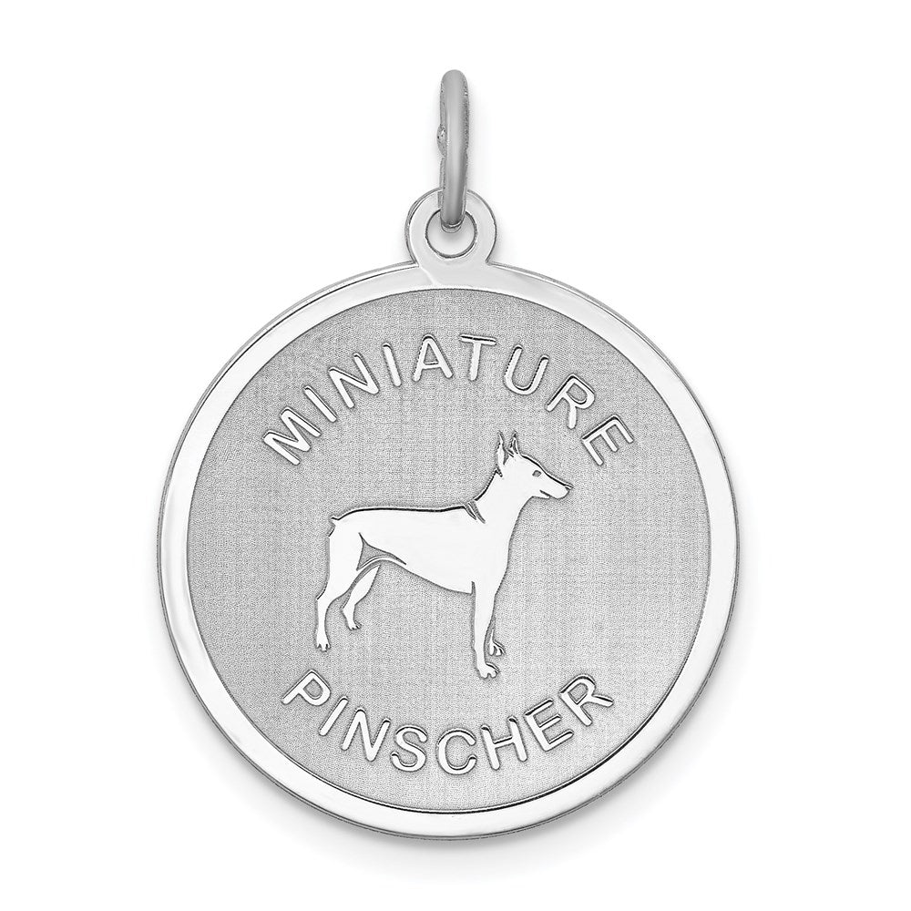 Sterling Silver Rhodium-plated Miniature Pinscher Disc Charm