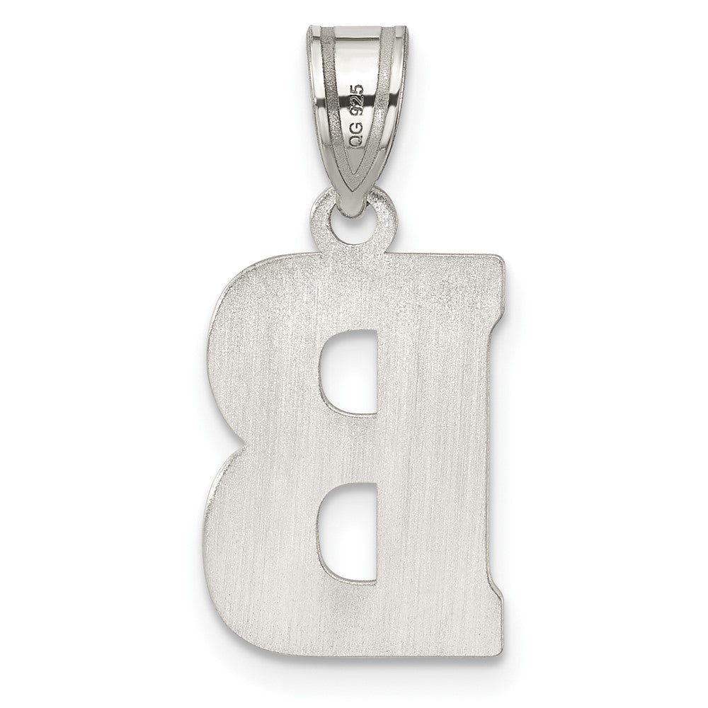 Sterling Silver Rhodium-plated Letter B Initial Pendant