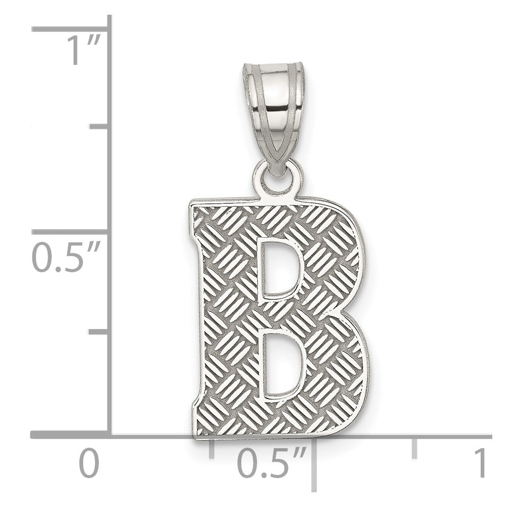 Sterling Silver Rhodium-plated Letter B Initial Pendant