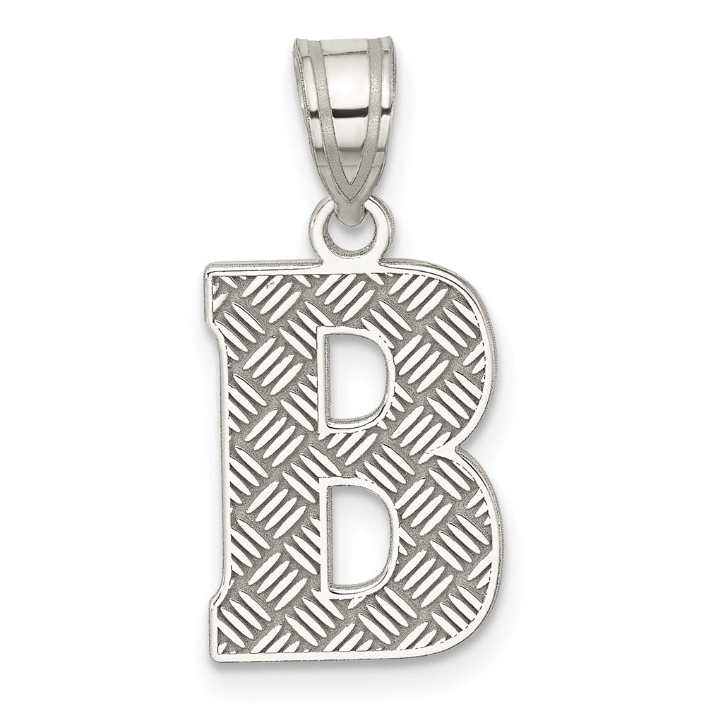 Sterling Silver Rhodium-plated Letter B Initial Pendant