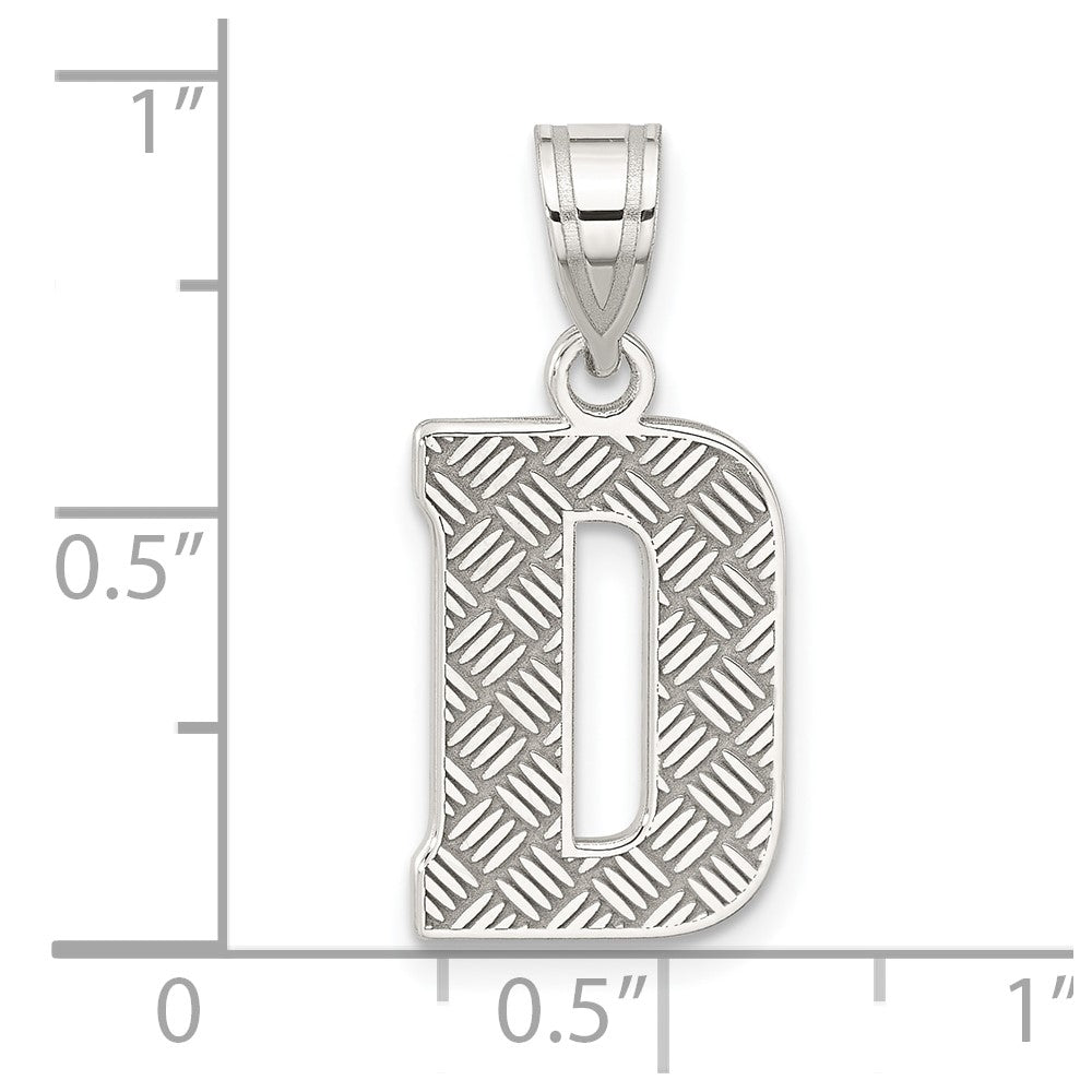 Sterling Silver Rhodium-plated Letter D Initial Pendant