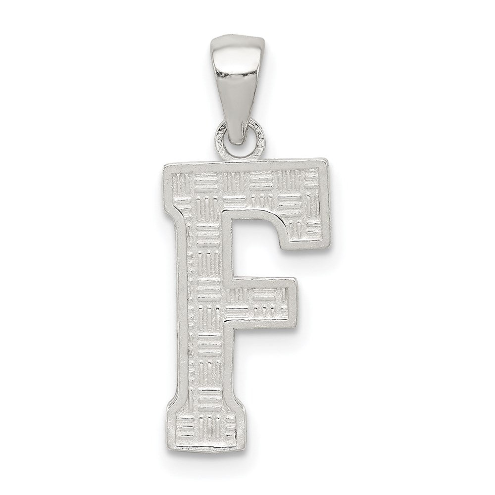 Sterling Silver Rhodium-plated Letter F Initial Pendant