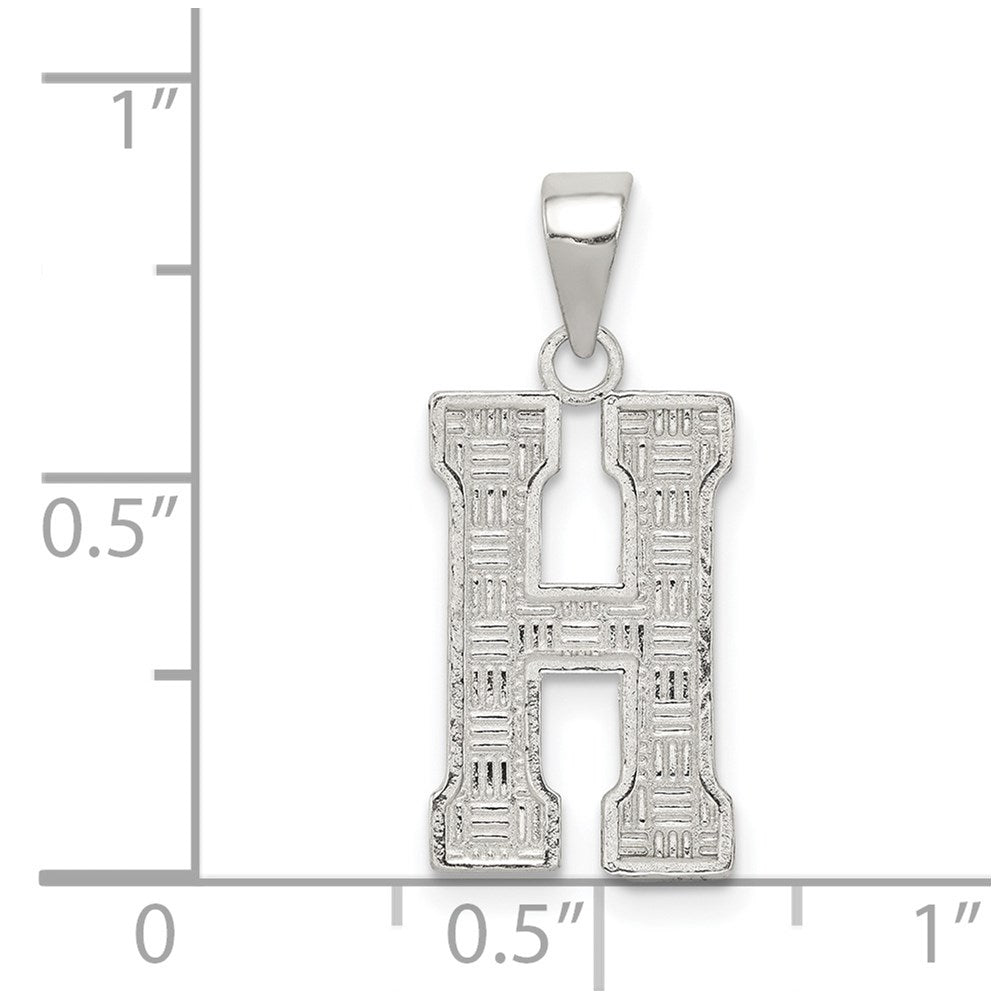 Sterling Silver Rhodium-plated Letter H Initial Pendant