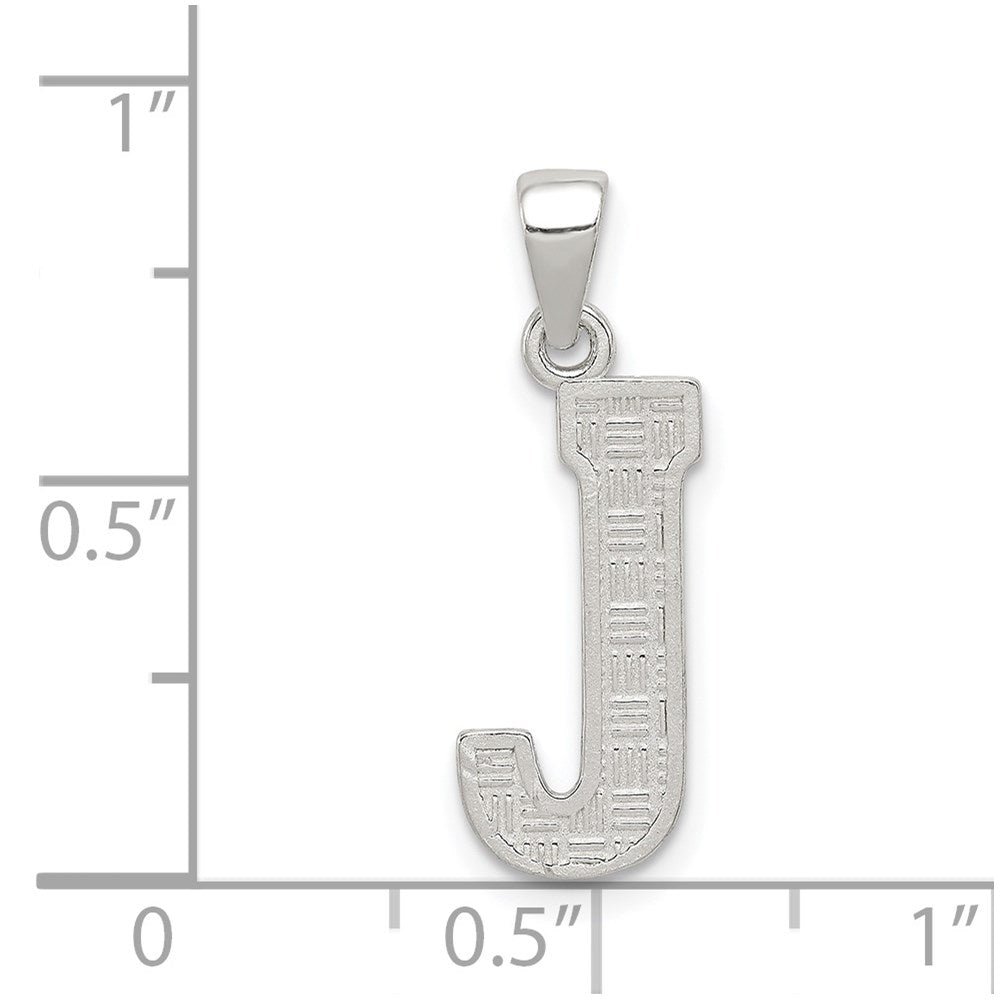 Sterling Silver Rhodium-plated Letter J Initial Pendant