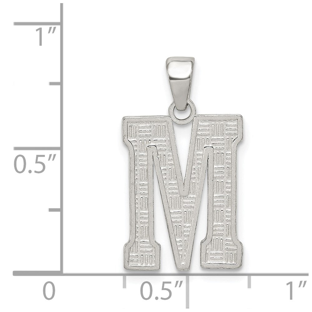 Sterling Silver Rhodium-plated Letter M Initial Pendant