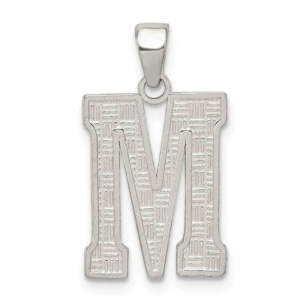 Sterling Silver Rhodium-plated Letter M Initial Pendant