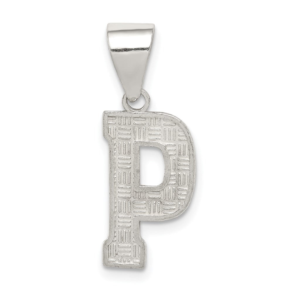 Sterling Silver Rhodium-plated Letter P Initial Pendant