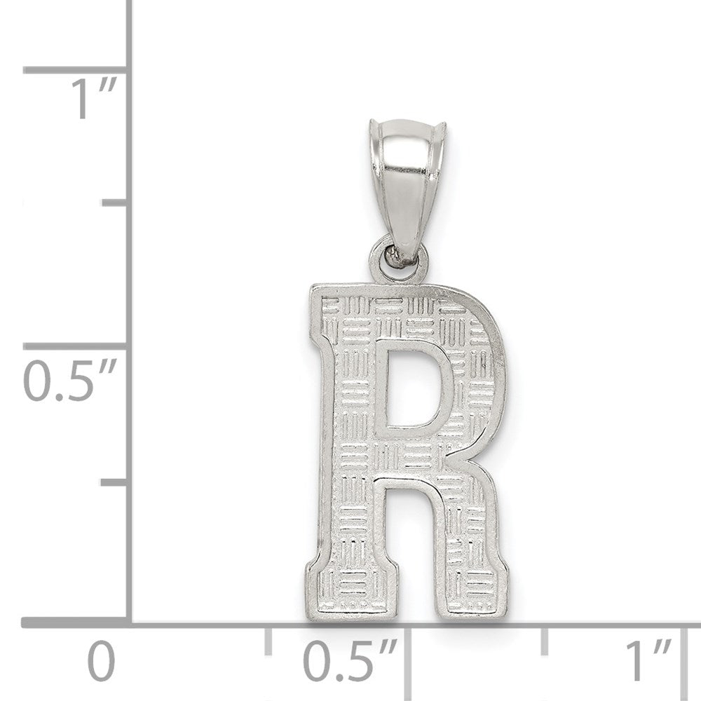 Sterling Silver Rhodium-plated Letter R Initial Pendant