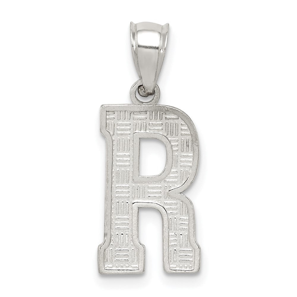 Sterling Silver Rhodium-plated Letter R Initial Pendant