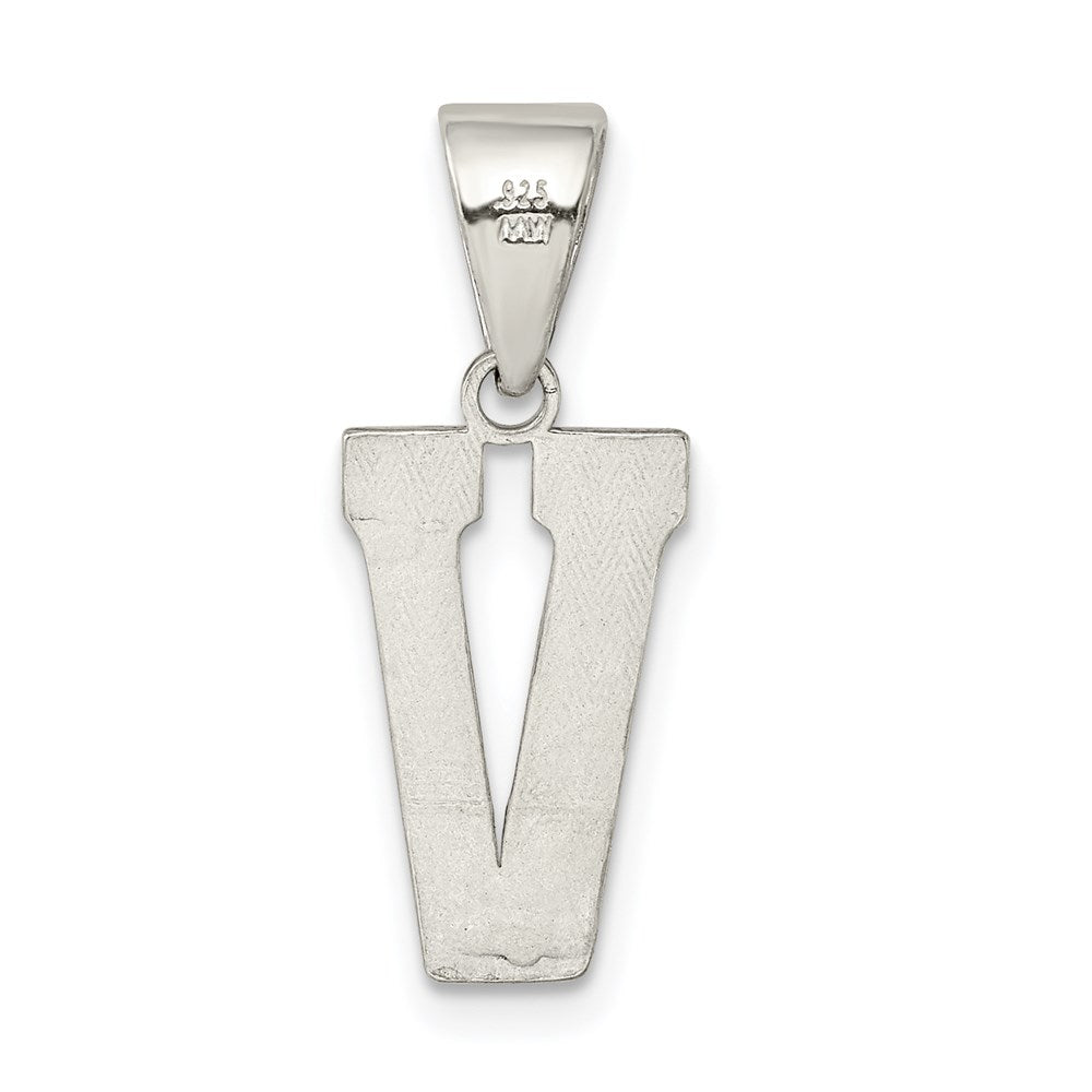 Sterling Silver Rhodium-plated Letter V Initial Pendant