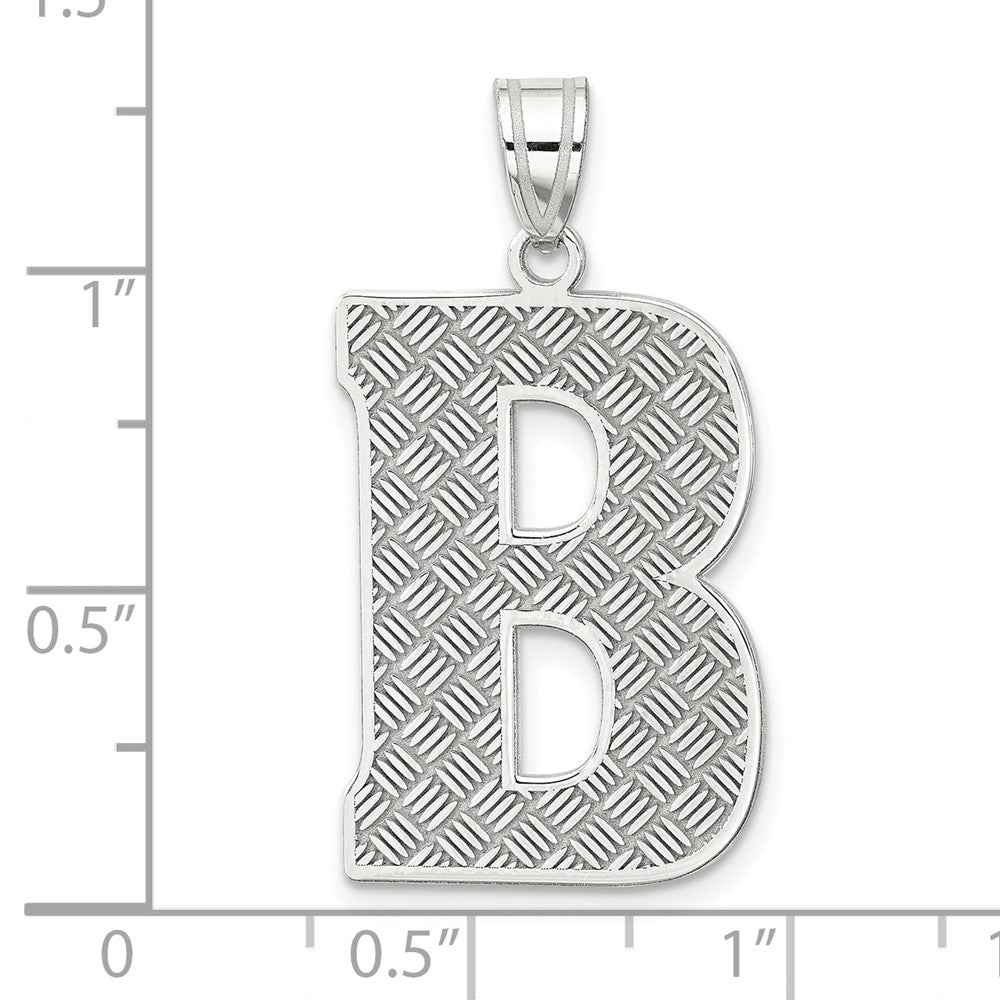 Sterling Silver Rhodium-plated Letter B Initial Pendant