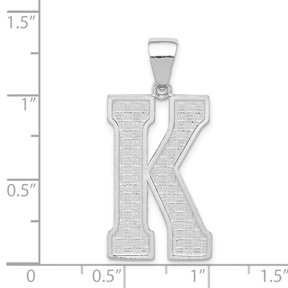 Sterling Silver Rhodium-plated Letter K Initial Pendant