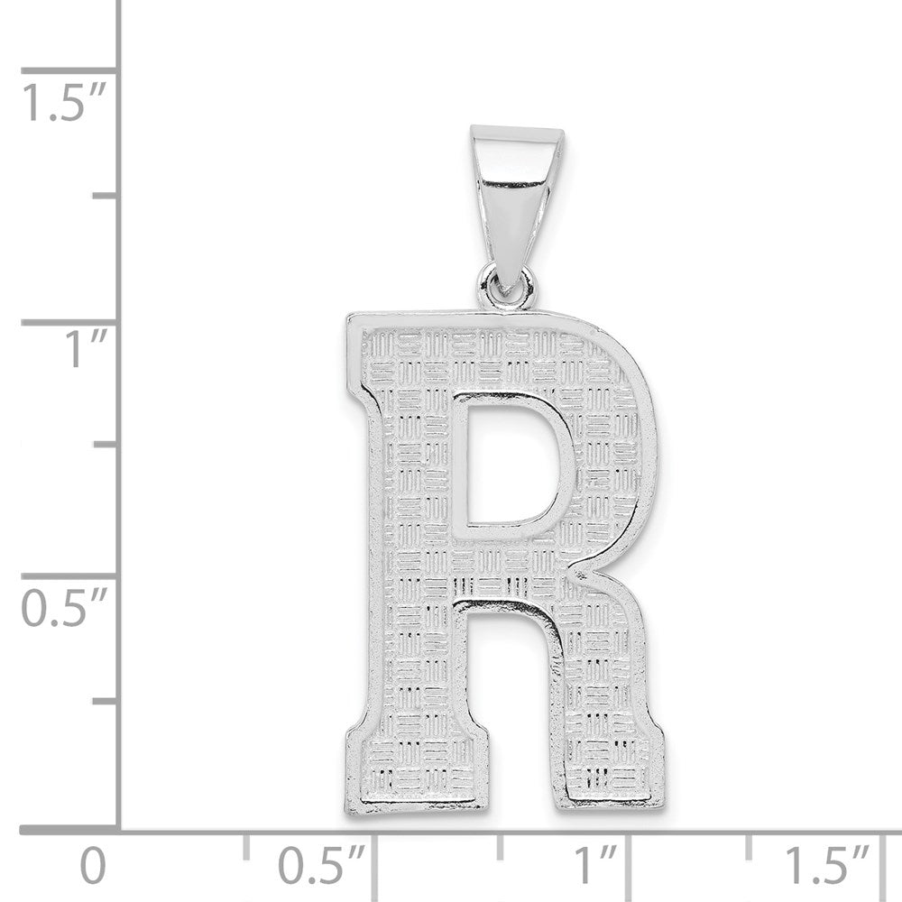 Sterling Silver Rhodium-plated Letter R Initial Pendant