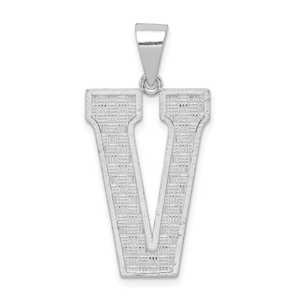 Sterling Silver Rhodium-plated Letter V Initial Pendant