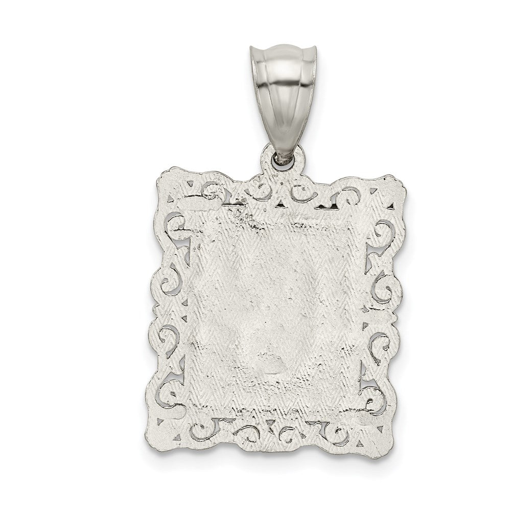 Sterling Silver Square Diamond-cut Letter G Initial Pendant