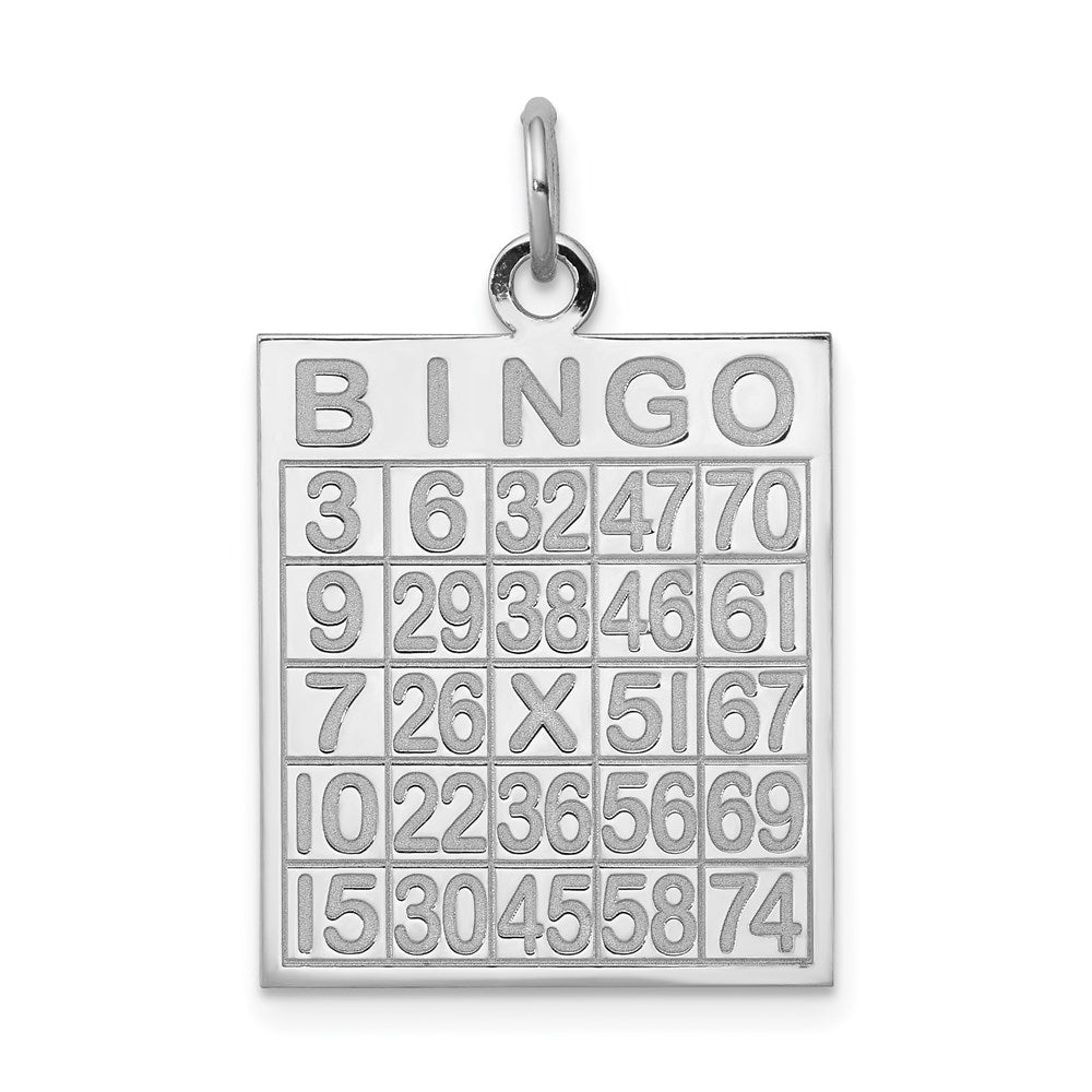 Sterling Silver Rhodium-plated Bingo Card Polished Pendant