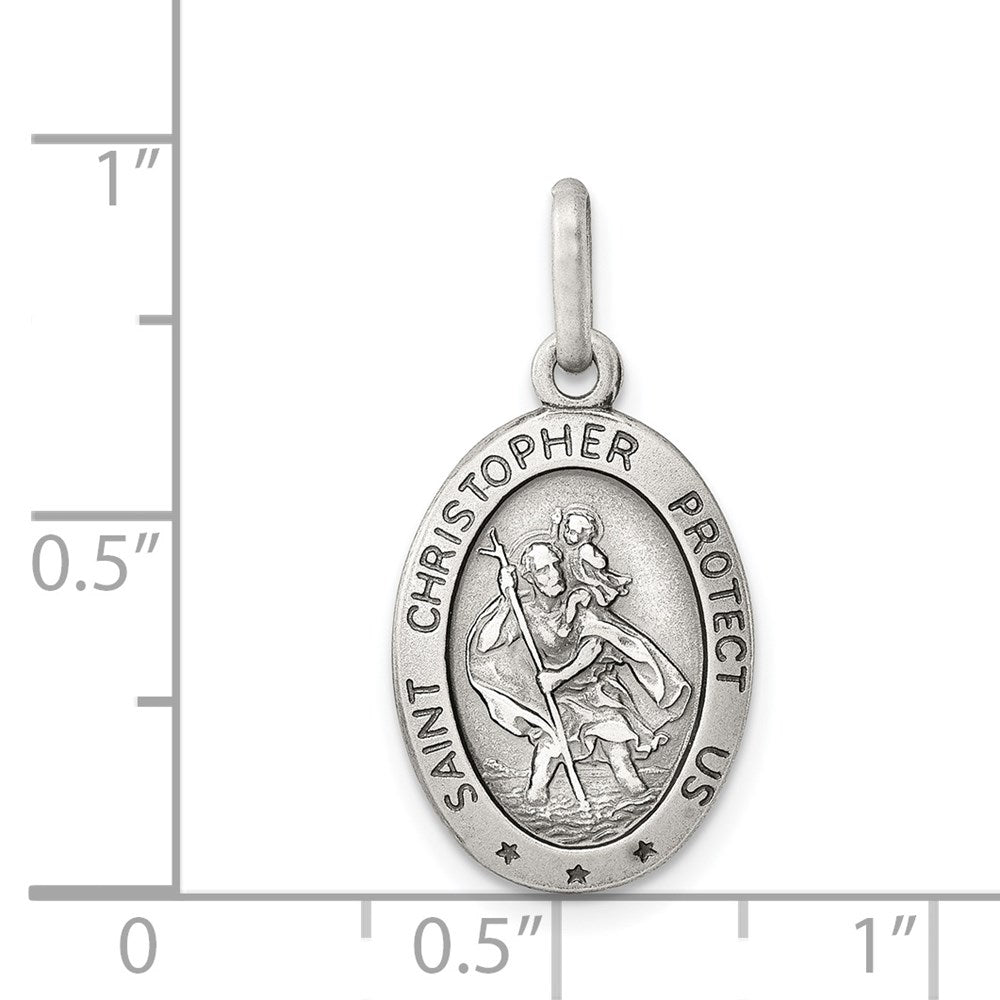 Sterling Silver Antiqued St. Christopher Medal