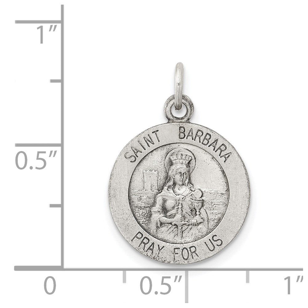 Sterling Silver Antiqued Saint Barbara Medal