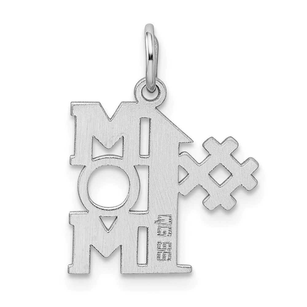 Sterling Silver Rhodium-plated # 1 Mom Polished Charm