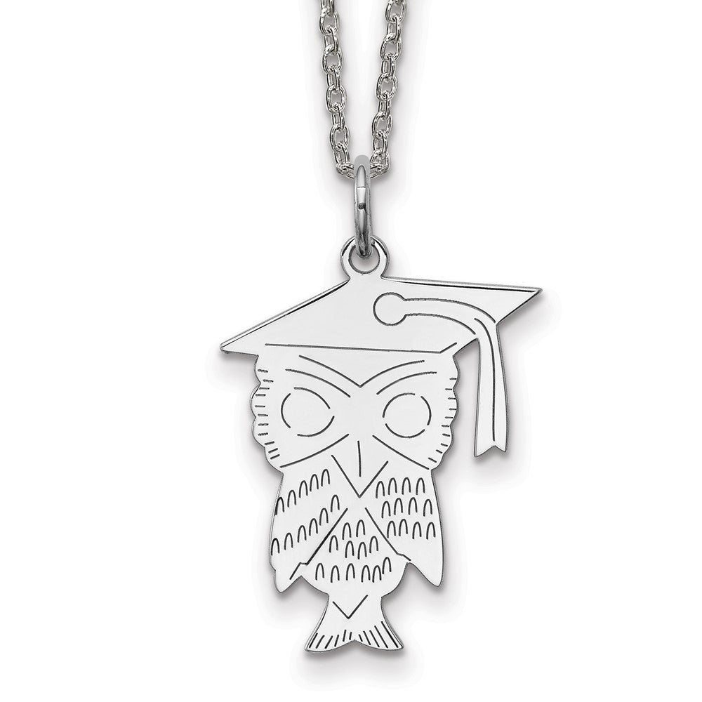 Sterling Silver Rhodium-plated Owl Necklace