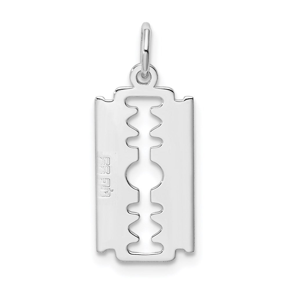 Sterling Silver Rhodium-plated Razor Blade Polished Charm