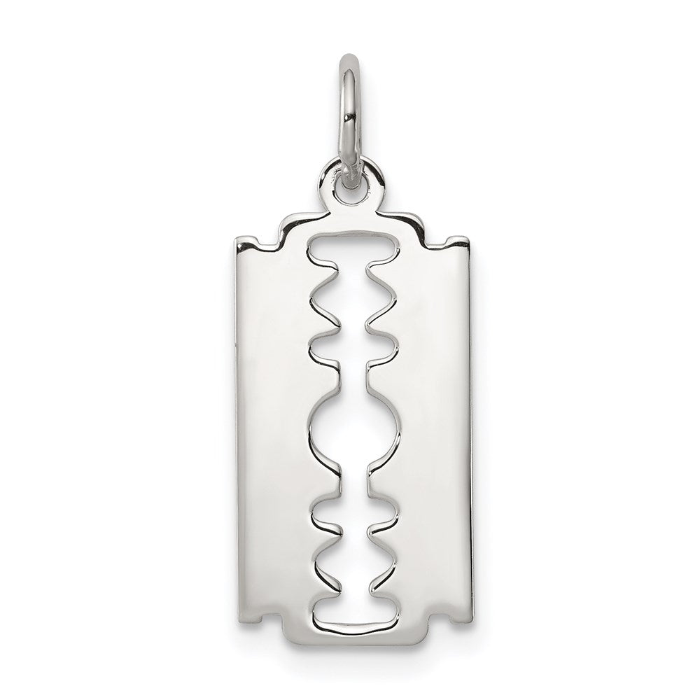 Sterling Silver Rhodium-plated Razor Blade Polished Charm