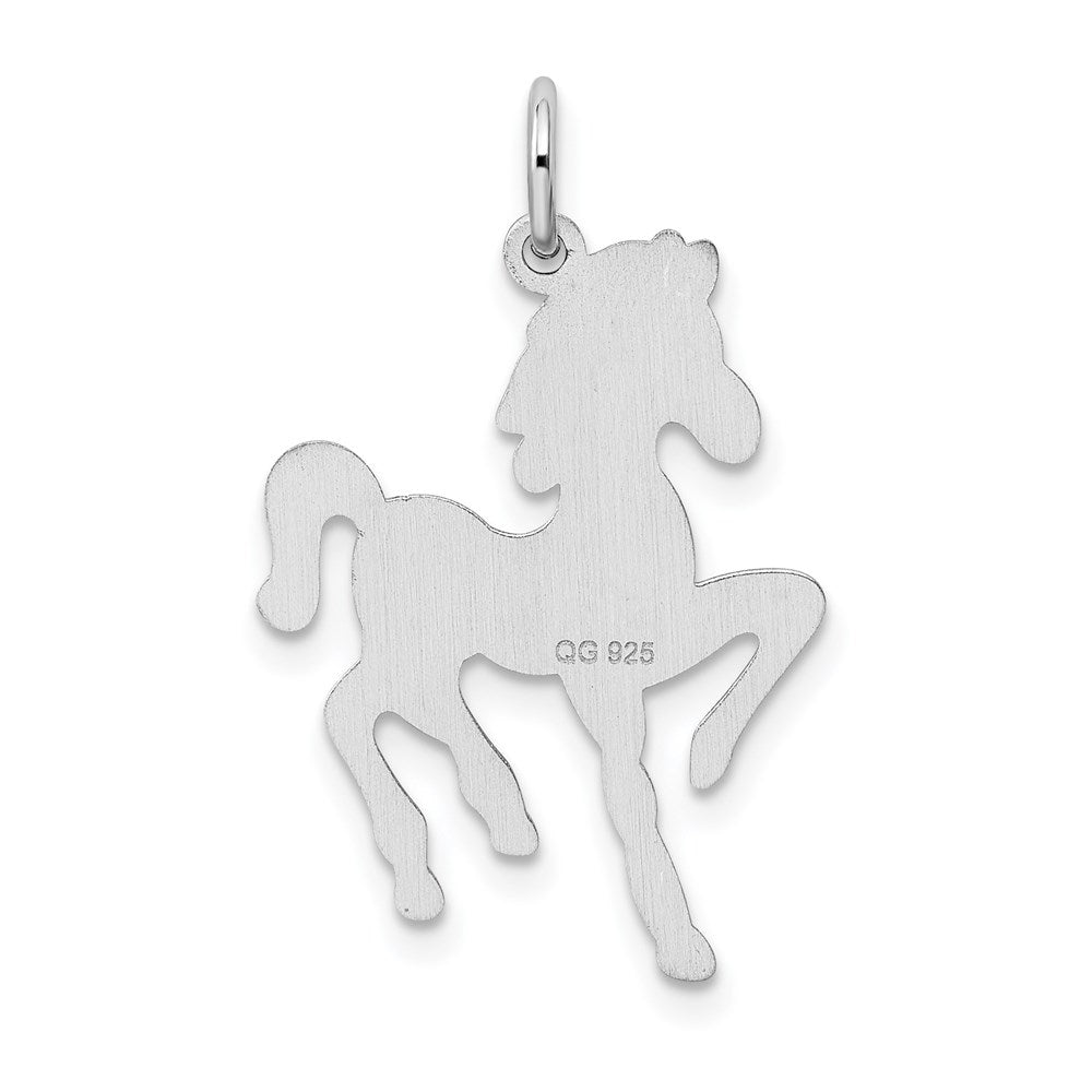 Sterling Silver Rhodium-plated Horse Disc