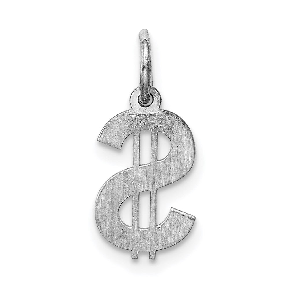 Sterling Silver Rhodium-plated Dollar Sign Polished