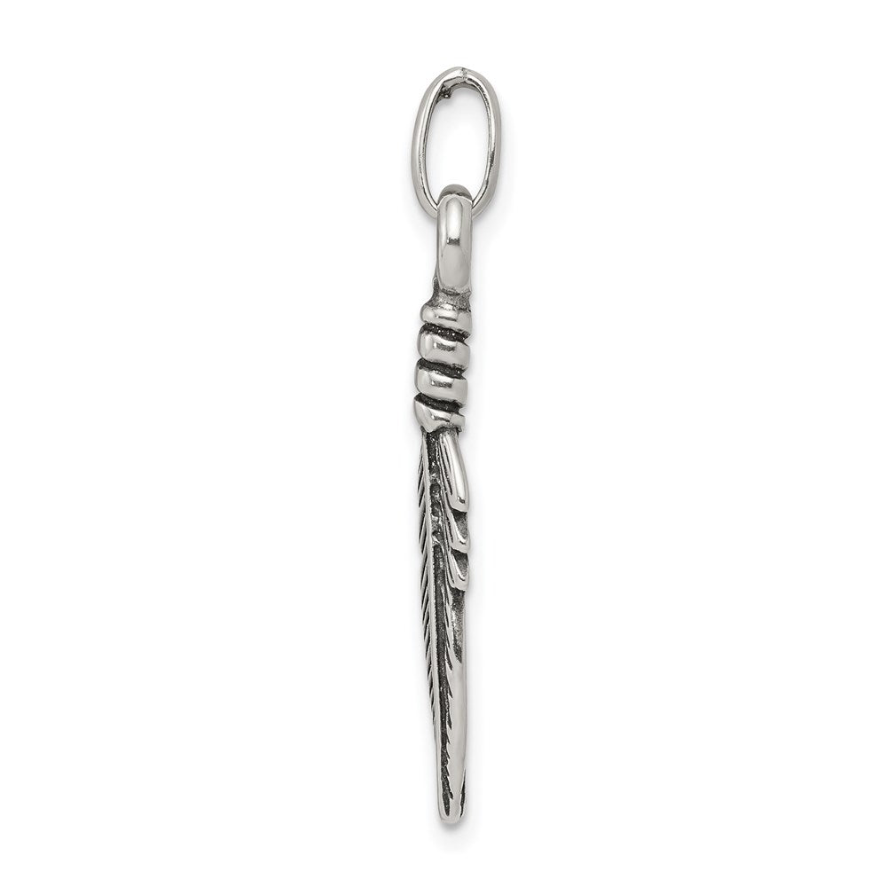 Sterling Silver Antiqued Feather Charm