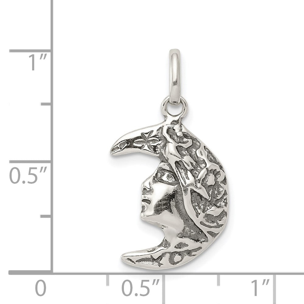 Sterling Silver Antiqued Moon Charm