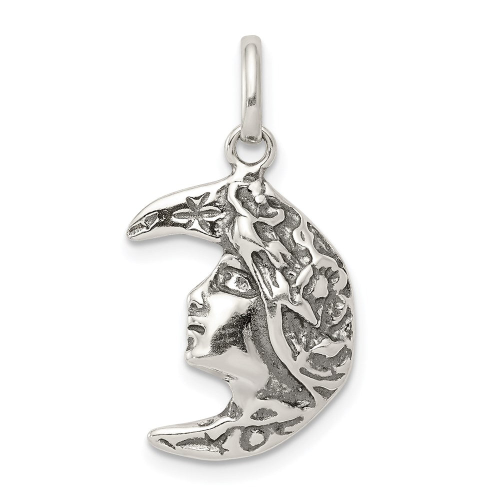 Sterling Silver Antiqued Moon Charm