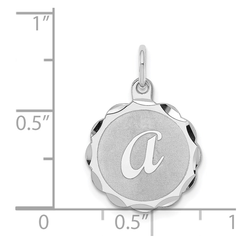 Sterling Silver Rhodium-plated Brocaded Letter A Initial Charm