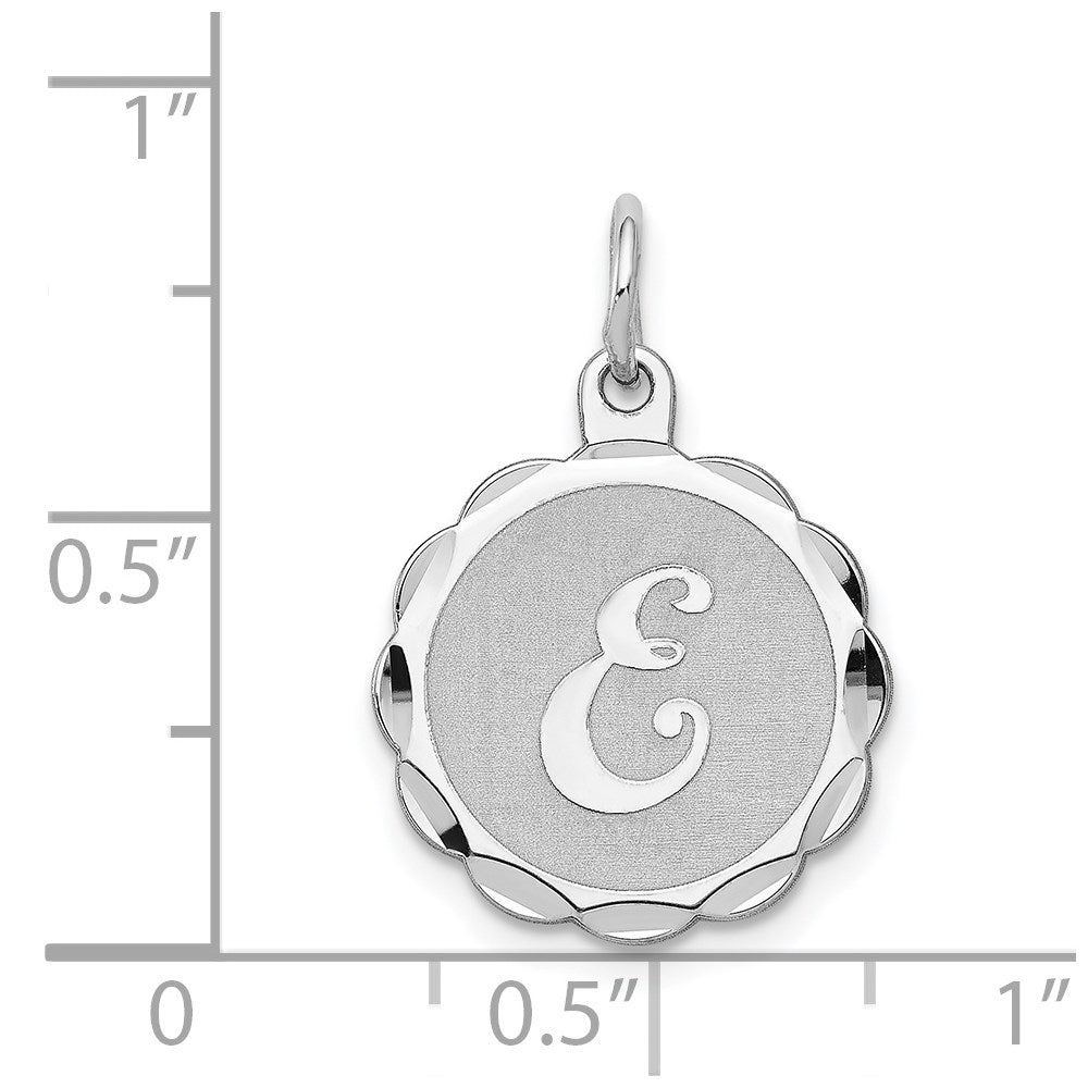 Sterling Silver/Rhodium-plated Brocaded Letter E Initial Pendant