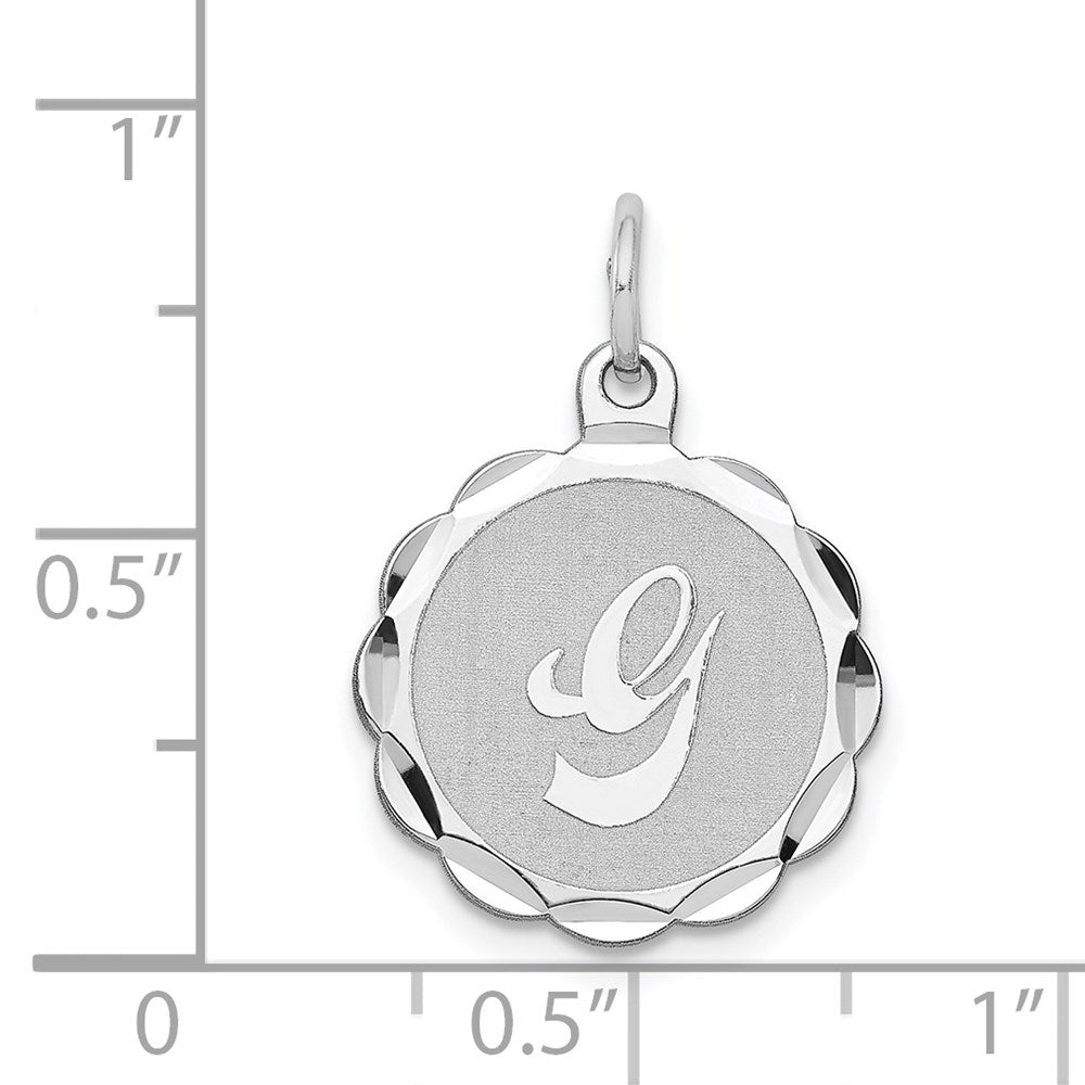 Sterling Silver/Rhodium-plated Brocaded Letter G Initial Pendant