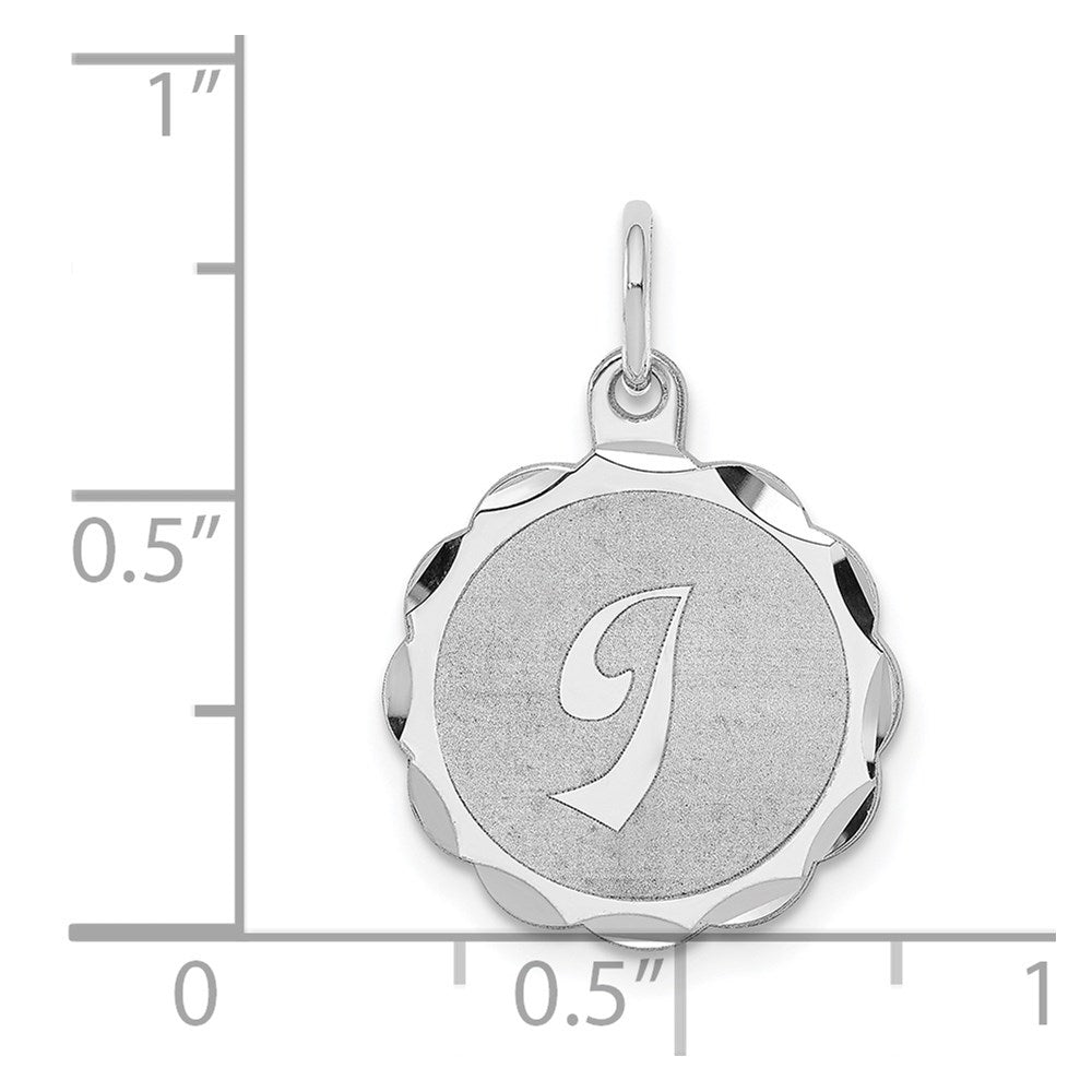 Sterling Silver/Rhodium-plated Brocaded Letter I Initial Pendant