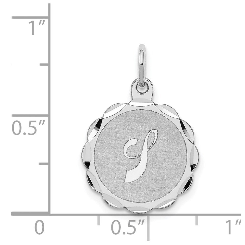 Sterling Silver/Rhodium-plated Brocaded Letter J Initial Pendant