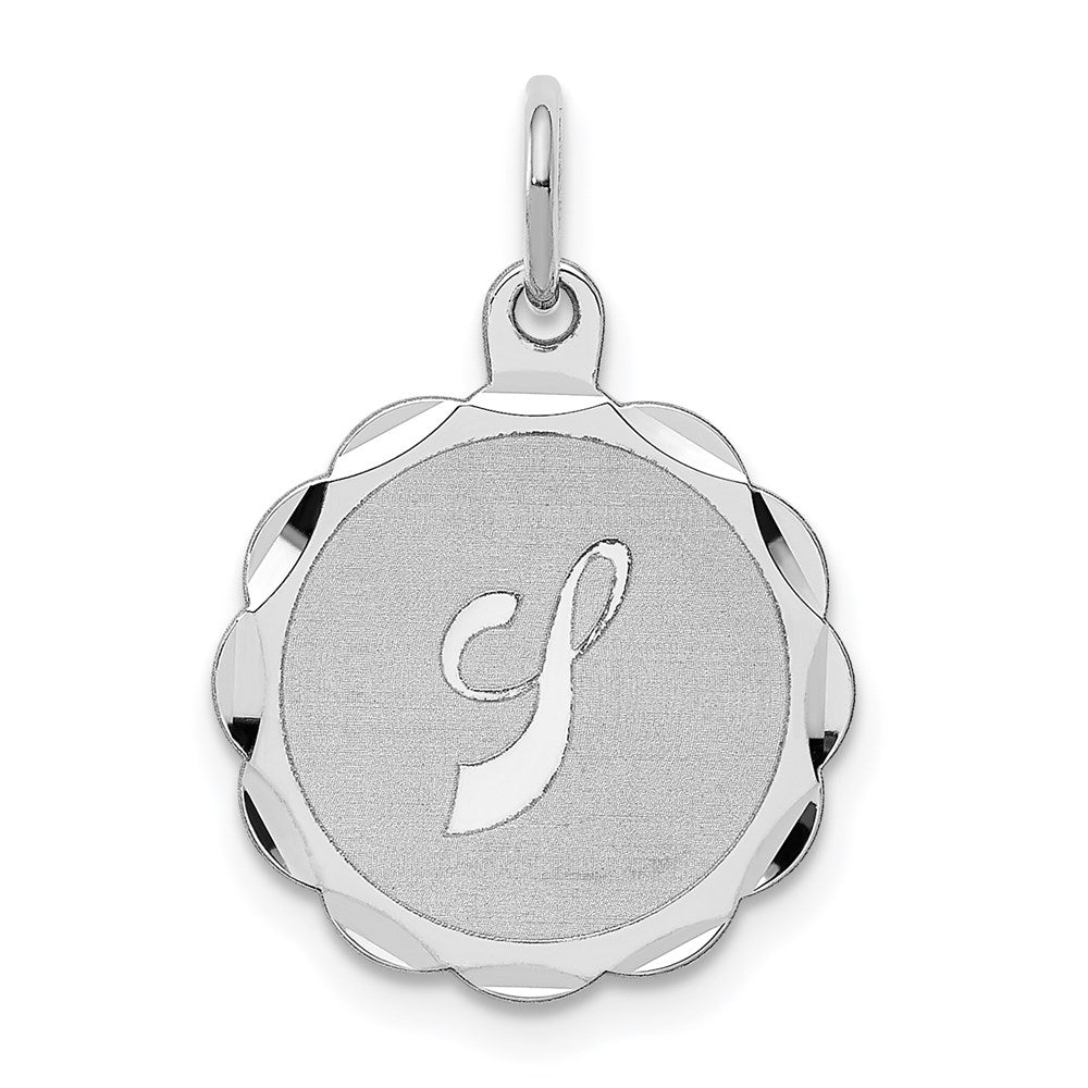 Sterling Silver/Rhodium-plated Brocaded Letter J Initial Pendant