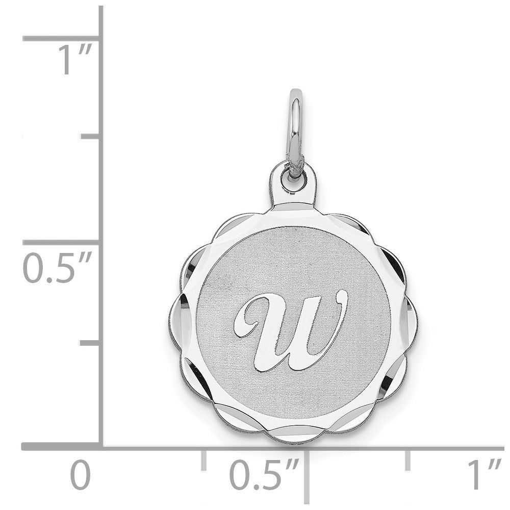 Sterling Silver/Rhodium-plated Brocaded Letter W Initial Pendant