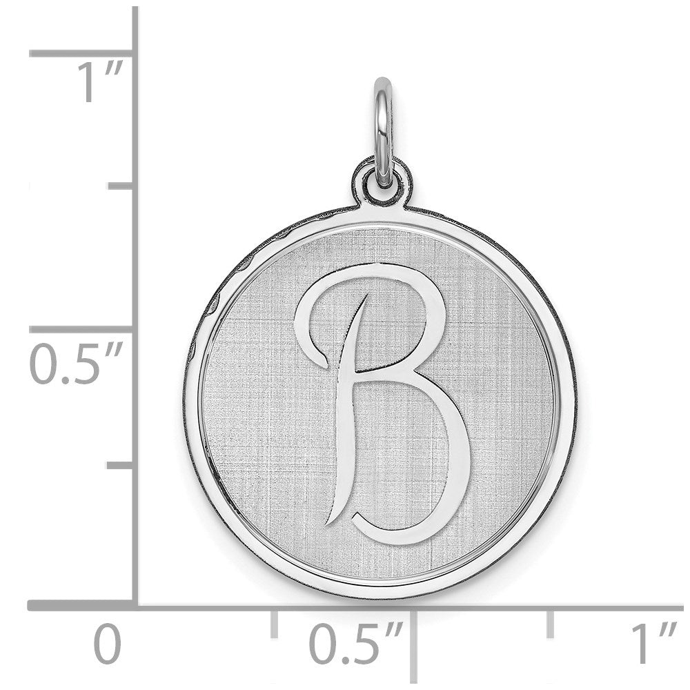 Sterling Silver Rhodium-plated Brocaded Letter B Initial Charm