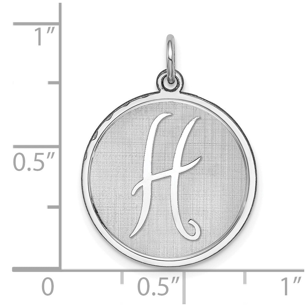 Sterling Silver Rhodium-plated Brocaded Letter H Initial Charm